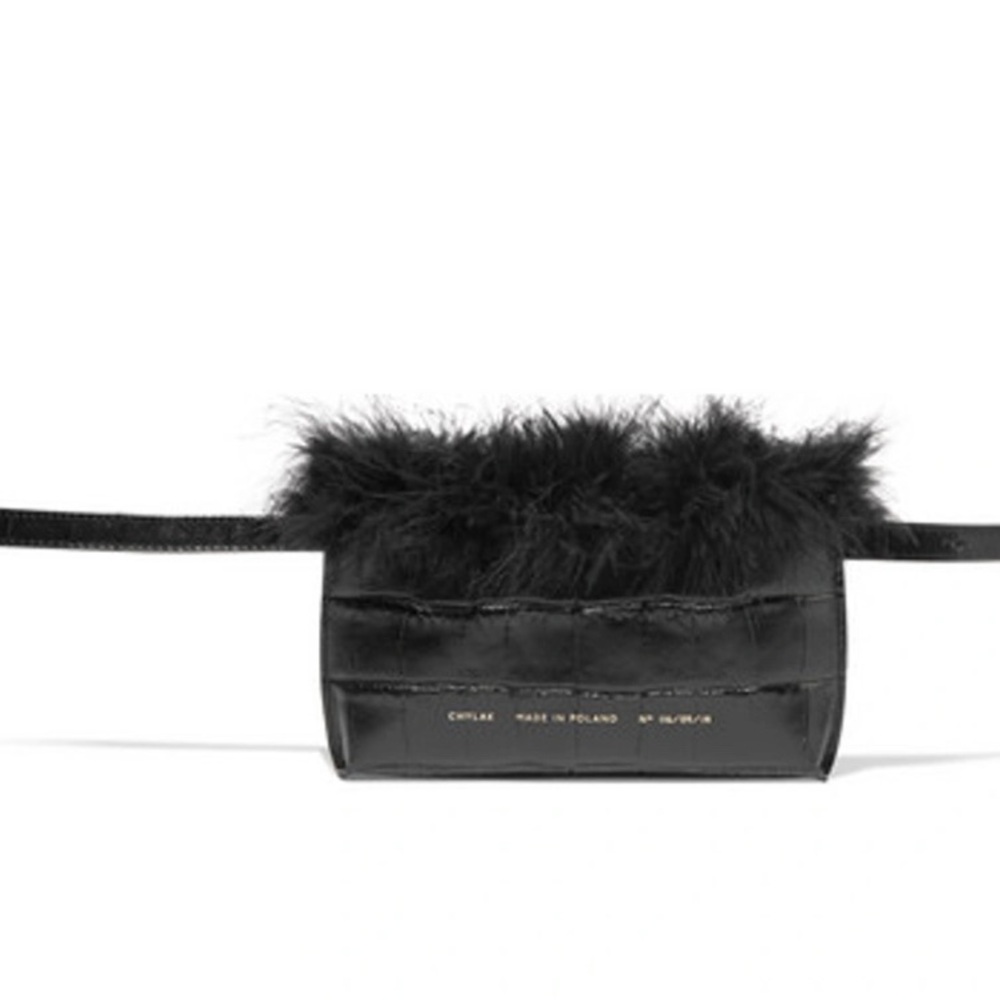 Chylak bag feather trim crock black embossed leather - Picture 5 of 5